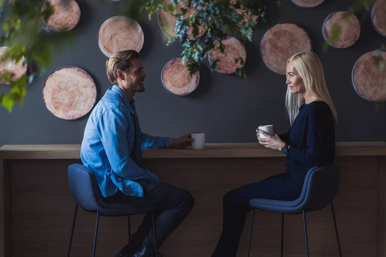 Man and woman having coffee
