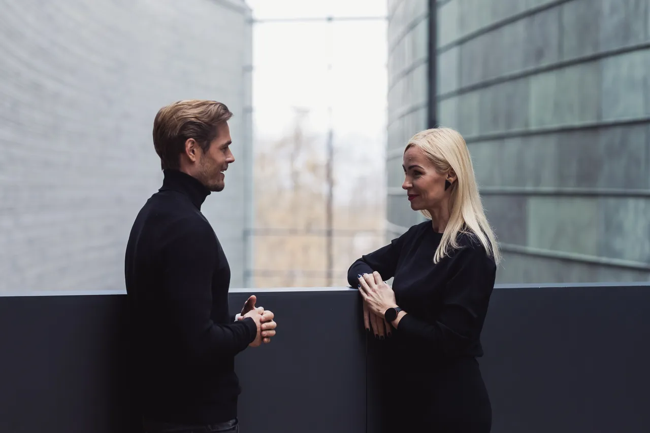 Man and woman talking