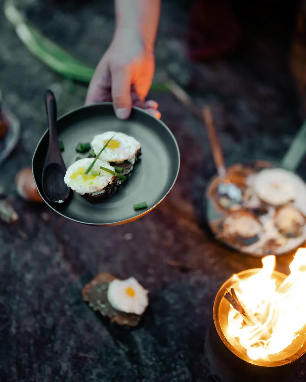 Cooking over a campfire