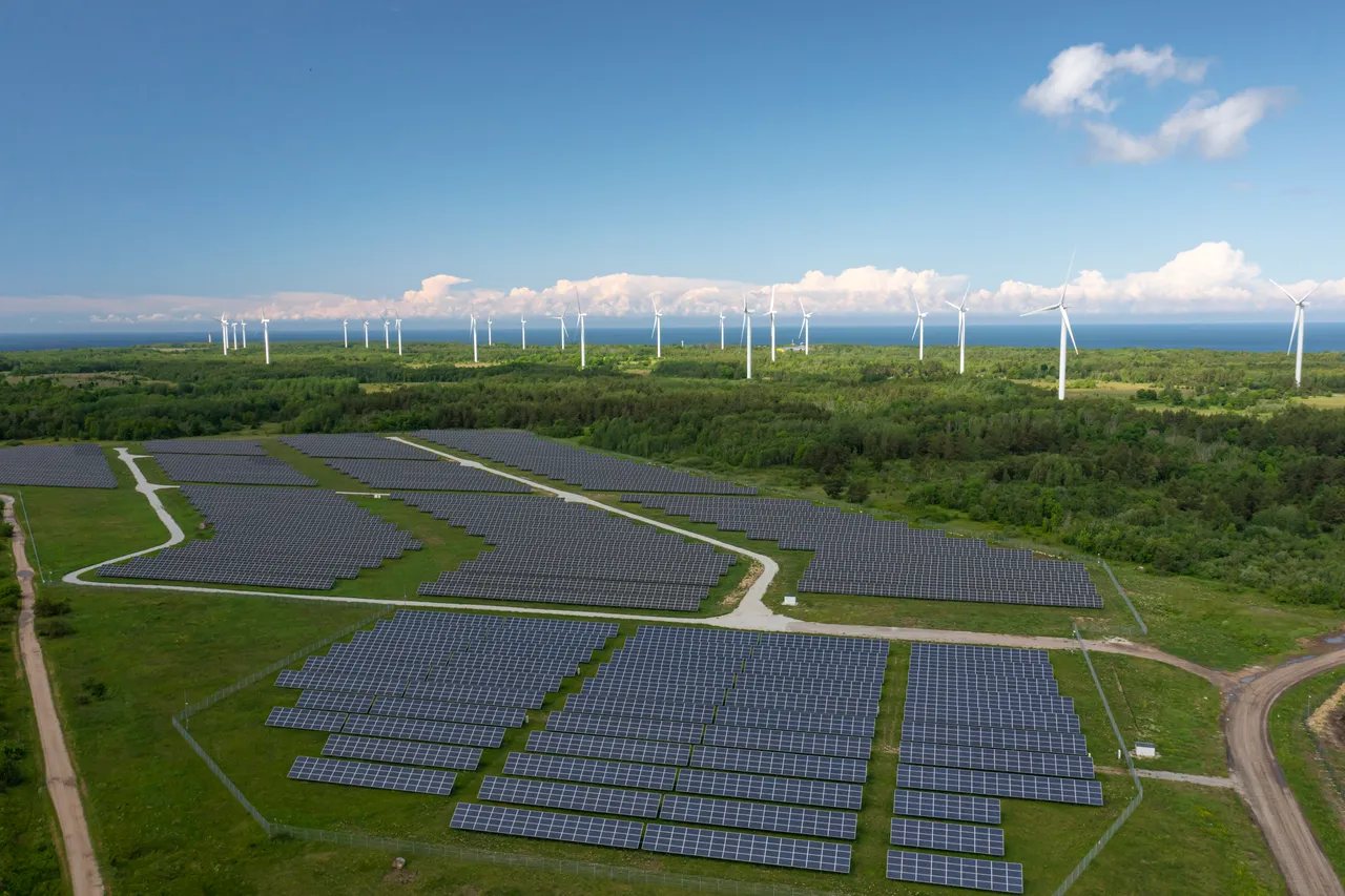Solar panels and wind turbines