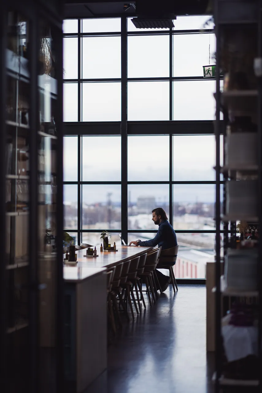 Man working at table