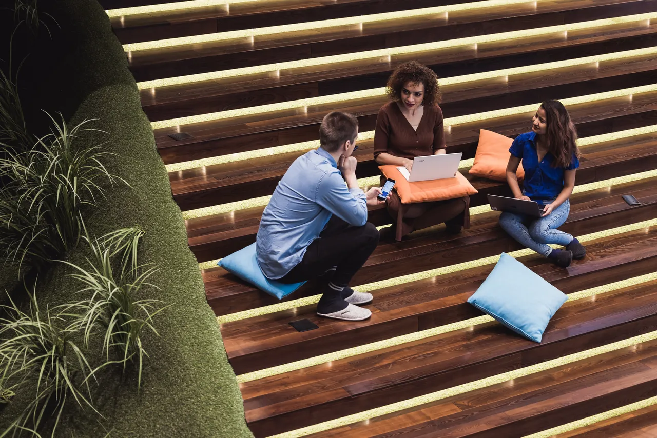 Group sitting on stairs