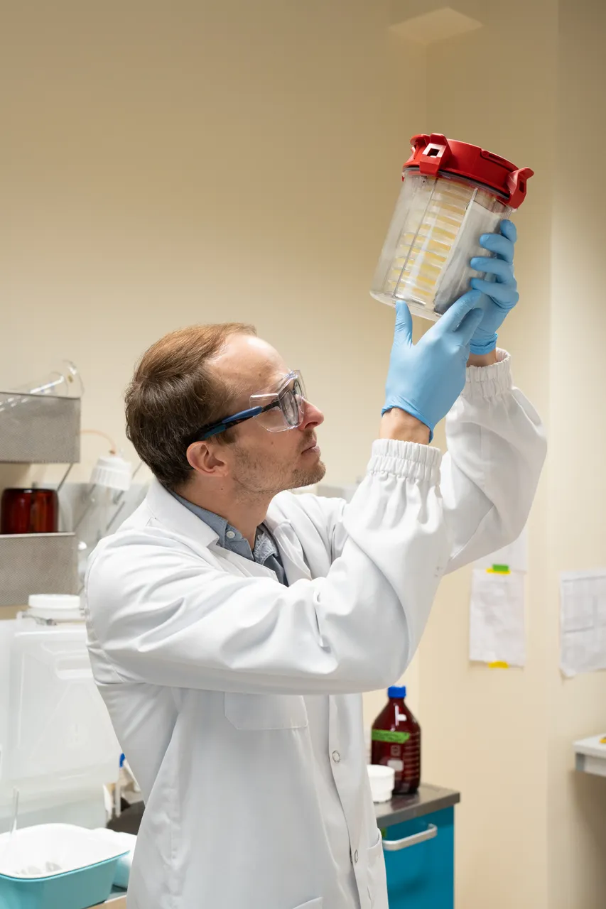 Researching biochemicals in lab