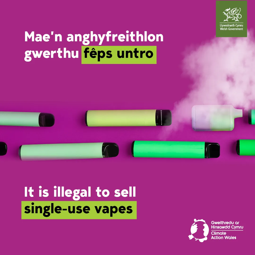 Gwaharddiad ar feps untro - Single use vape ban - Post-law - Business carousel 1