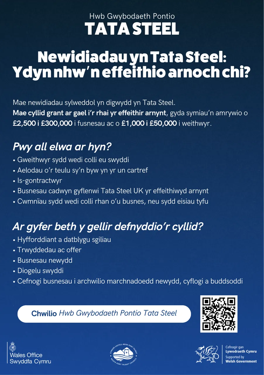 Tata Steel Support - A5 Leaflet (Welsh)