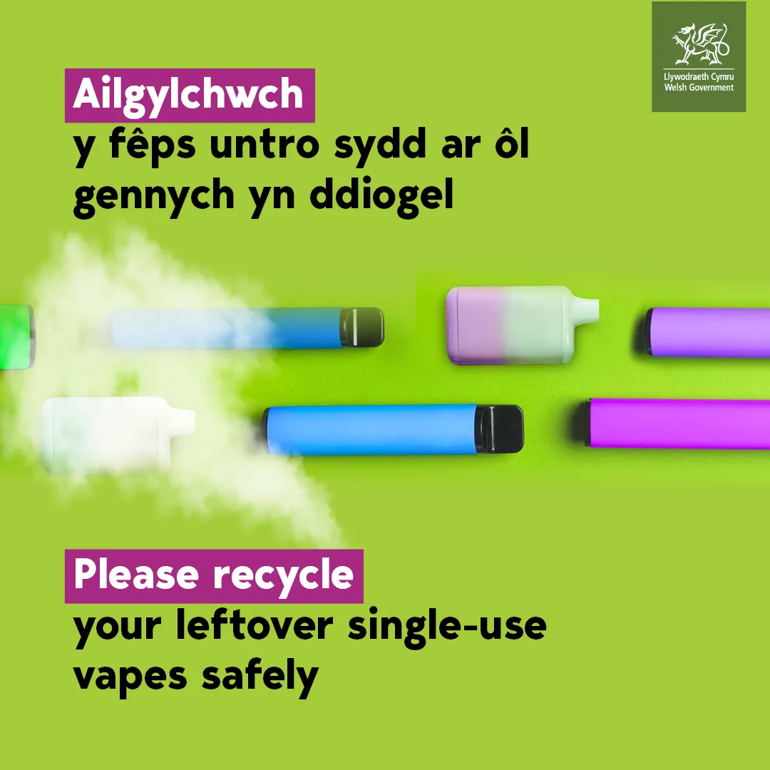 Gwaharddiad ar feps untro - Single use vape ban - Post-law - Public carousel 1
