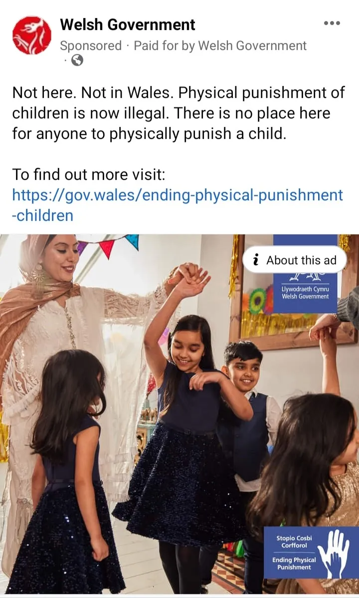 WG campaign examples - End Physical Punishment- FB ad