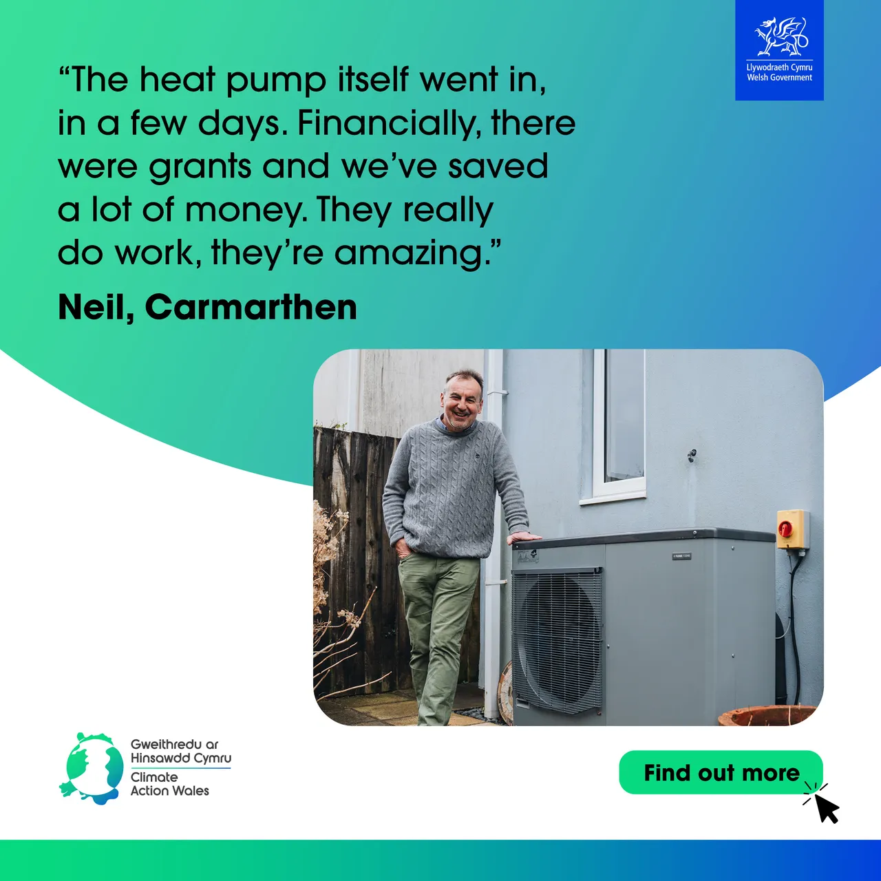 Pwmp gwres - Heat pump - Static frame - Neil Carmarthenshire - Eng