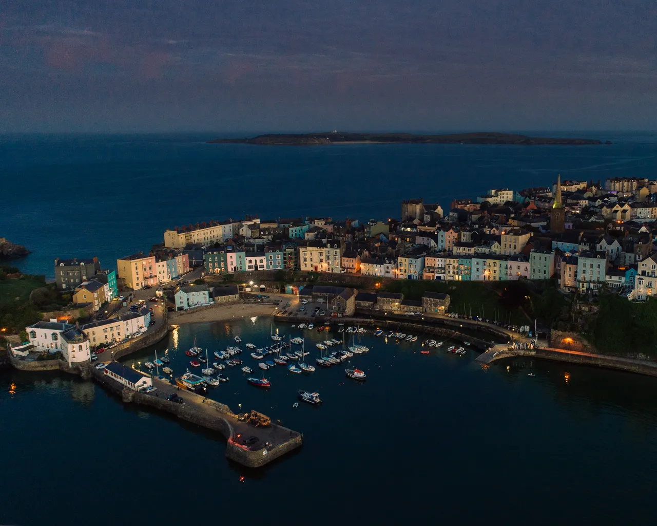 Tenby Harbour at Night