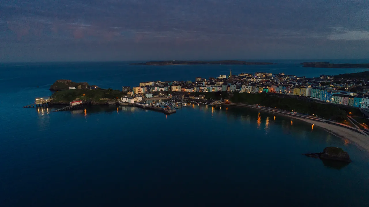 Aerial View of Tenby at Night