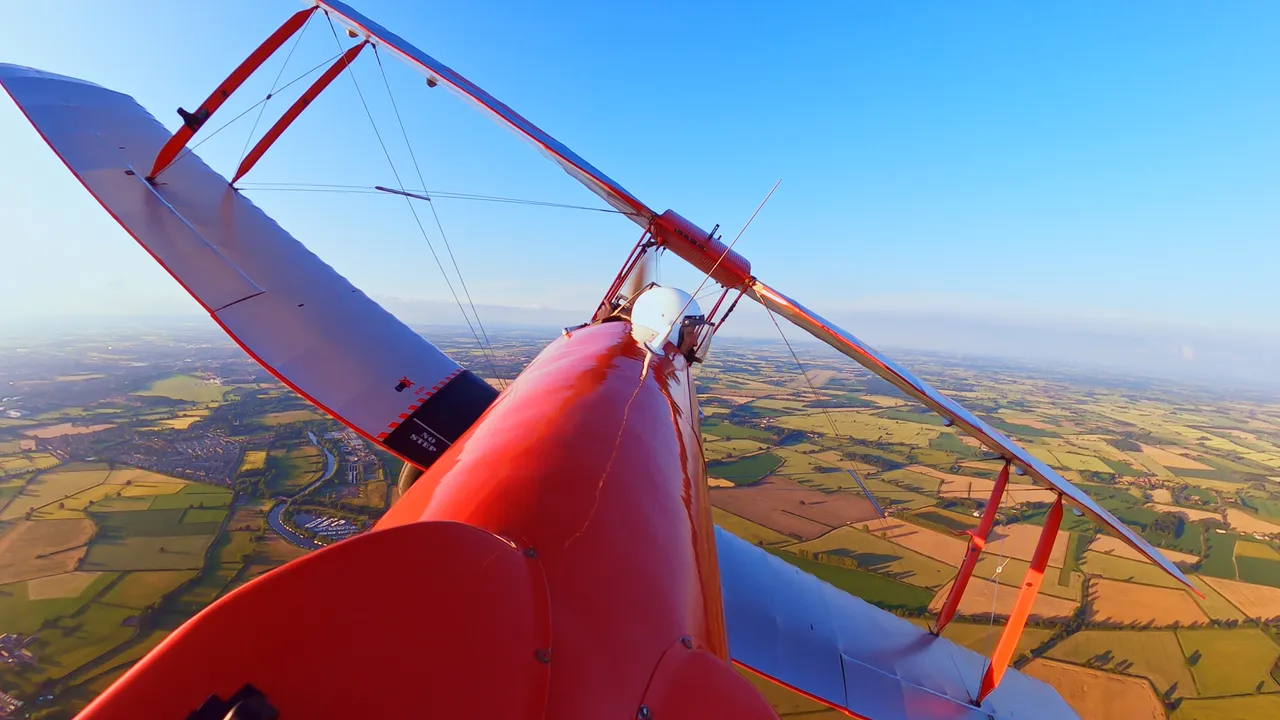 The film crew take to the skies in a Tiger Moth. You-ve never seen Yorkshire like this before. A playground like no other ©Project Yorkshire 2022